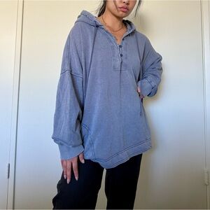 Aerie quarter zip Henley blue pullover sweatshirt size xl